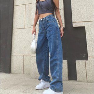 Blue jeans women's retro streetwear pants plus siz